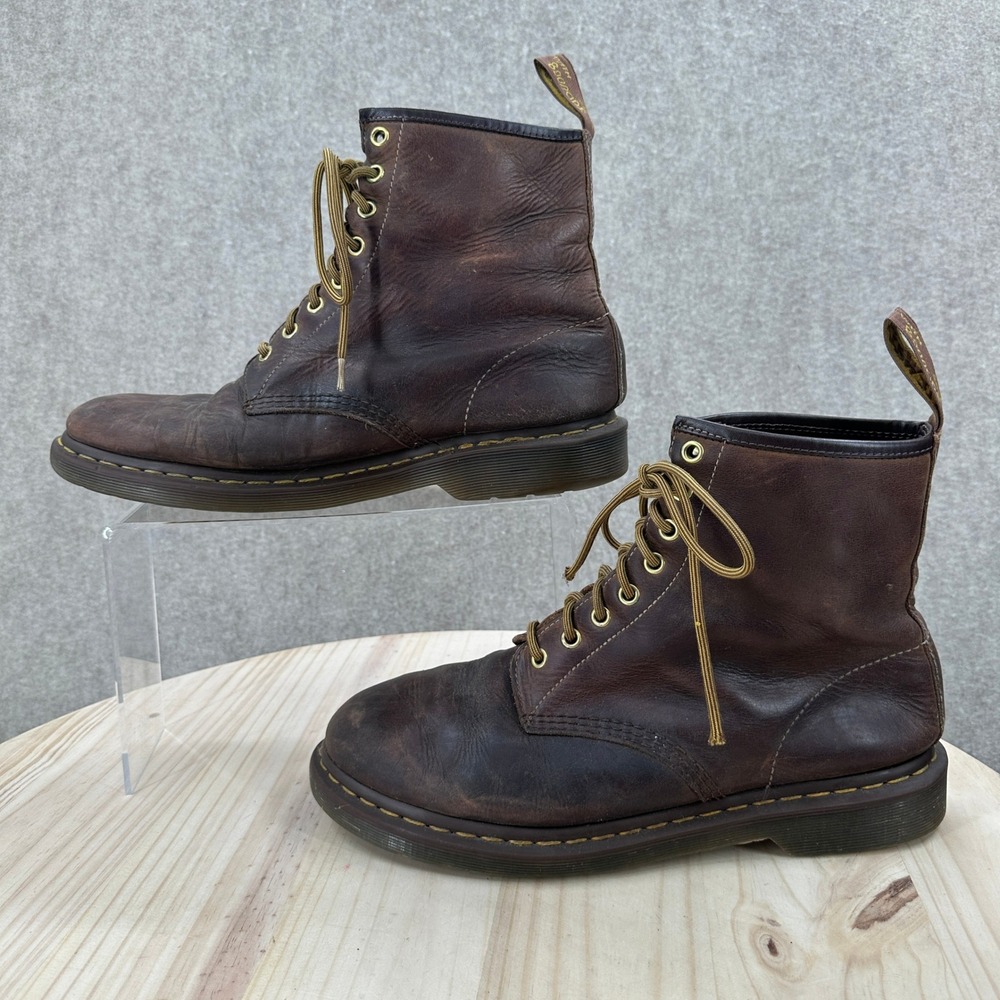 Dr. Martens 1460 Crazy Horse Leather Boots Mens 11 Brown Distressed 8-Eye